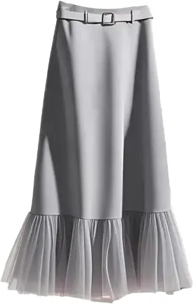 Women's Temperament Patchwork Skirt, High Waist Spring A-Line