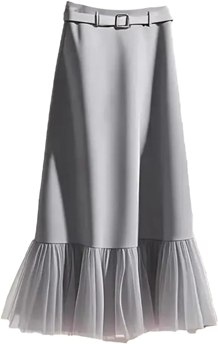 Women's Temperament Patchwork Skirt, High Waist Spring A-Line